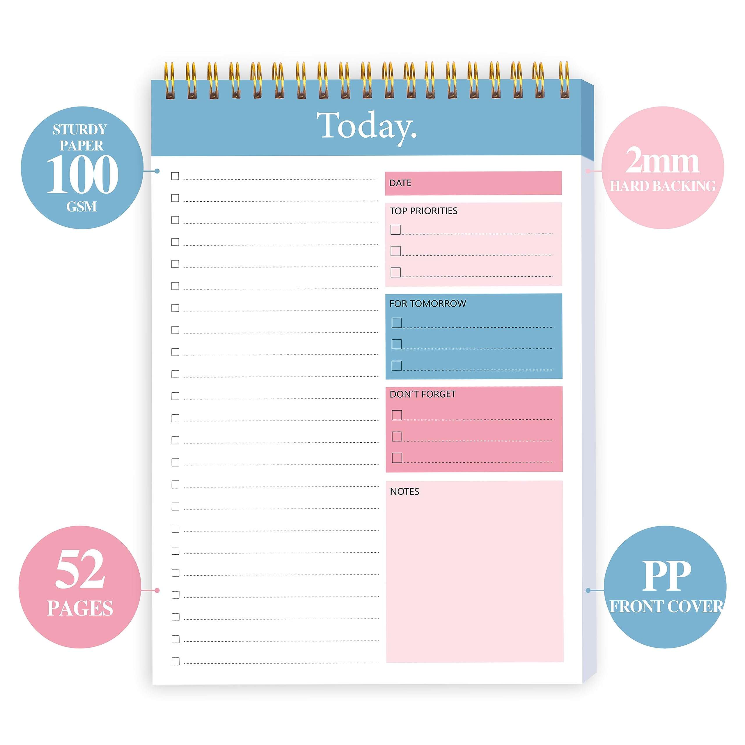 104 Pgs To Do List Notepad - Daily Planner Notepad Undated 52 Duplex-Printed Undated Sheets Tear Off, 6.5" x 9.8" Checklist Productivity Organizer with Hourly Schedule for Tasks - Image 7