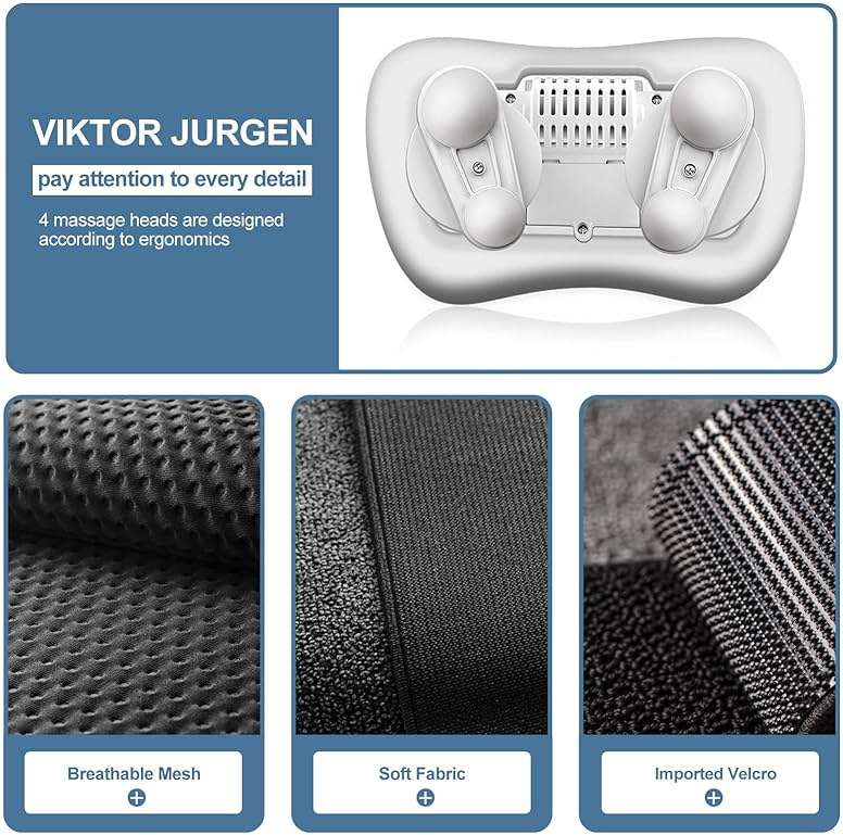 VIKTOR JURGEN Back Massager, Neck Massager with Heat, Massage Pillow Gifts for Men & Women, Electric Shiatsu Back Massager, Deep Kneading Shoulder Massager for Full Body Muscle,Massage at Home, Car - Image 9