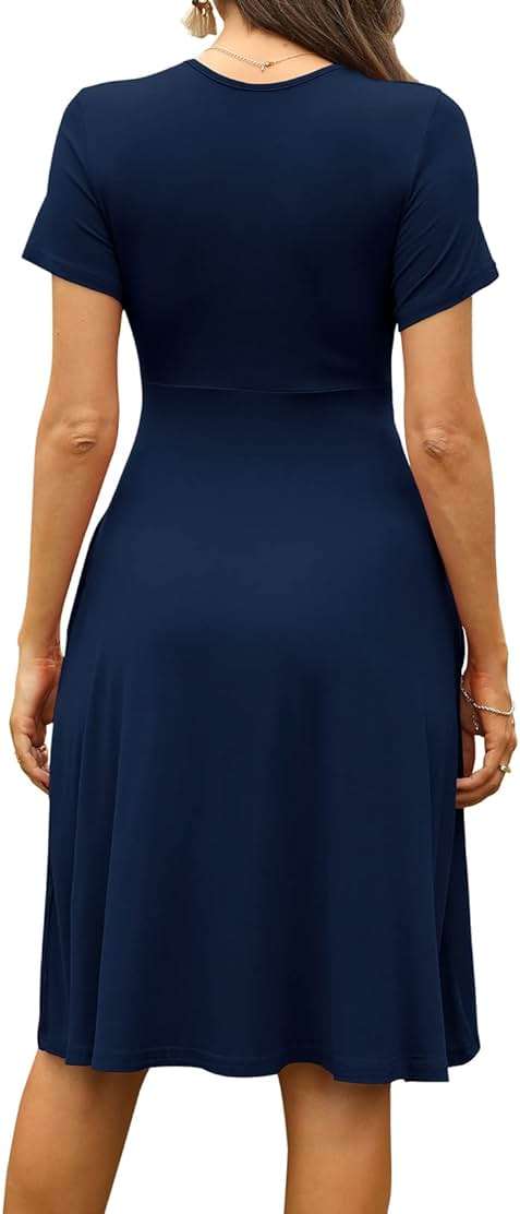 WEACZZY Women's Summer Short Sleeve Casual Dresses V-Neck Floral Party Dress with Pockets - Image 3
