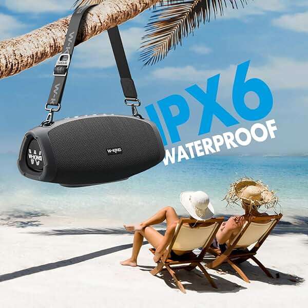 W-KING Bluetooth Speaker, 120W Max Loud Portable Speakers Bluetooth Wireless Boombox, IPX6 Waterproof Party Large Outdoor Speaker, 70W Triple Passive Radiators- Deep Bass/Subwoofer*2, 42H, TF, AUX, EQ - Image 5