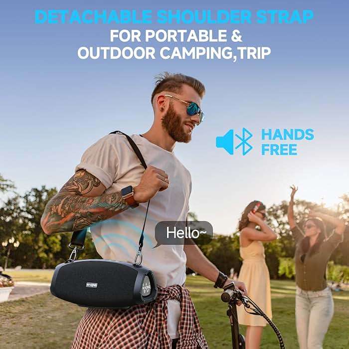 W-KING Bluetooth Speaker, 120W Max Loud Portable Speakers Bluetooth Wireless Boombox, IPX6 Waterproof Party Large Outdoor Speaker, 70W Triple Passive Radiators- Deep Bass/Subwoofer*2, 42H, TF, AUX, EQ - Image 10