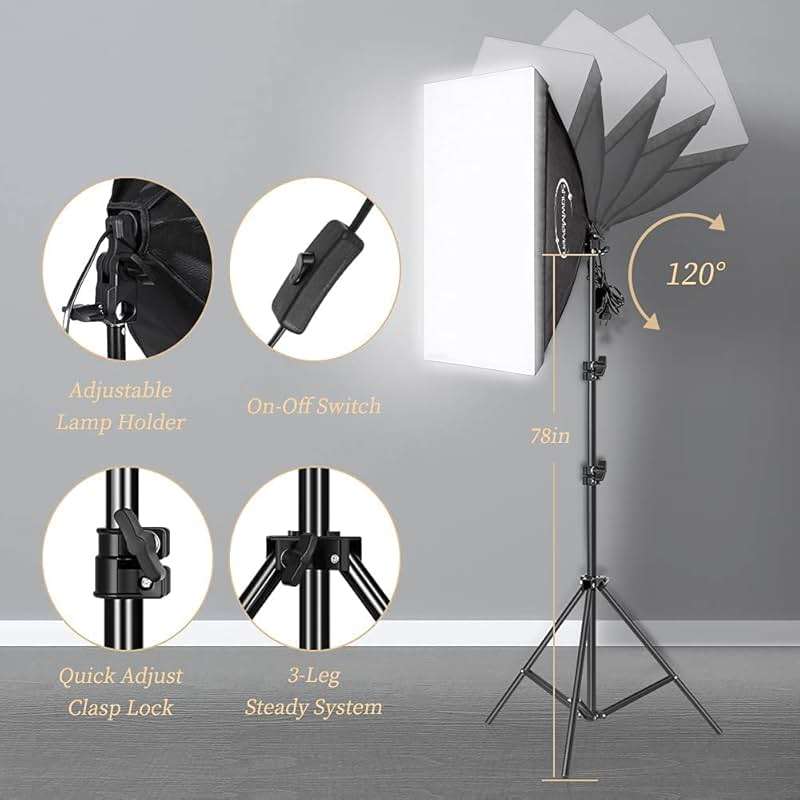 ShowMaven Photography Lighting Kit, Softbox Lighting Kit with Photo Backdrop for Product Photography, Portrait photography, Video Shooting Photography - Image 2