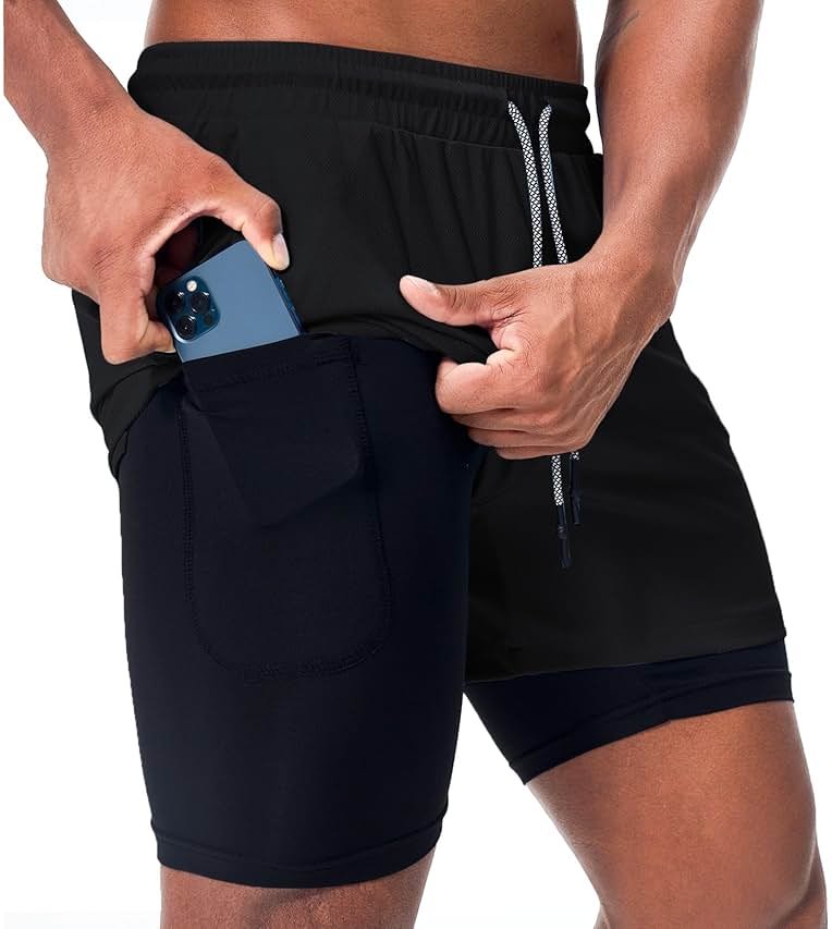 Surenow Mens Running Shorts,Workout Running Shorts for Men,2-in-1 Stealth Shorts, 7-Inch Gym Yoga Outdoor Sports Shorts - Product Image