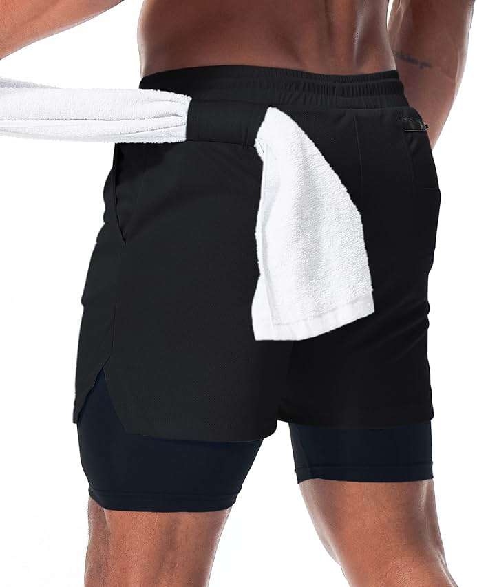 Surenow Mens Running Shorts,Workout Running Shorts for Men,2-in-1 Stealth Shorts, 7-Inch Gym Yoga Outdoor Sports Shorts - Image 2