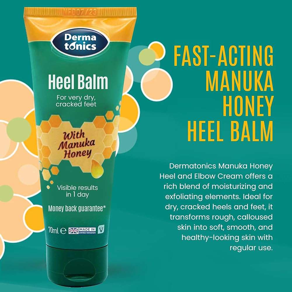 Dermatonics Foot Cream for Dry Cracked Heels - 25% Urea with Manuka Honey, Intensive Moisturizing Heel Treatment, Callus Remover, Exfoliating Care for Rough Feet Elbows Hands - Skin Repair, 2.37 oz - Image 2