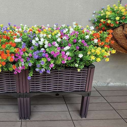 YIBUKIY 20 Bundles Artificial Flowers Outdoor Fake Plants, UV Resistant No Fade Faux Plastic Greenery Shrubs for Hanging Planter Garden Porch Window Box Outside Decoration,Home Indoor Decor, 5 Colors - Image 4