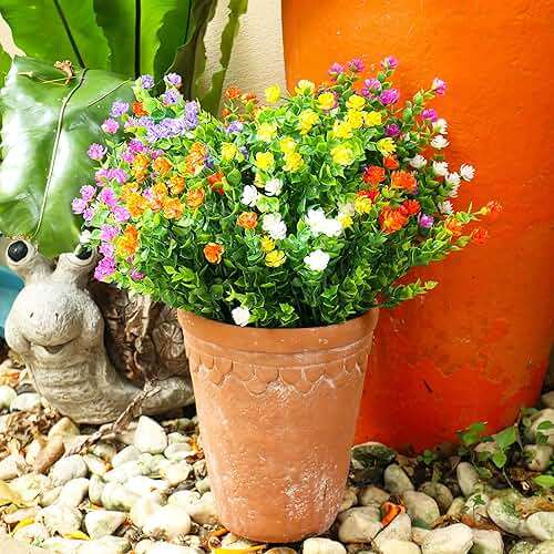 YIBUKIY 20 Bundles Artificial Flowers Outdoor Fake Plants, UV Resistant No Fade Faux Plastic Greenery Shrubs for Hanging Planter Garden Porch Window Box Outside Decoration,Home Indoor Decor, 5 Colors - Image 8