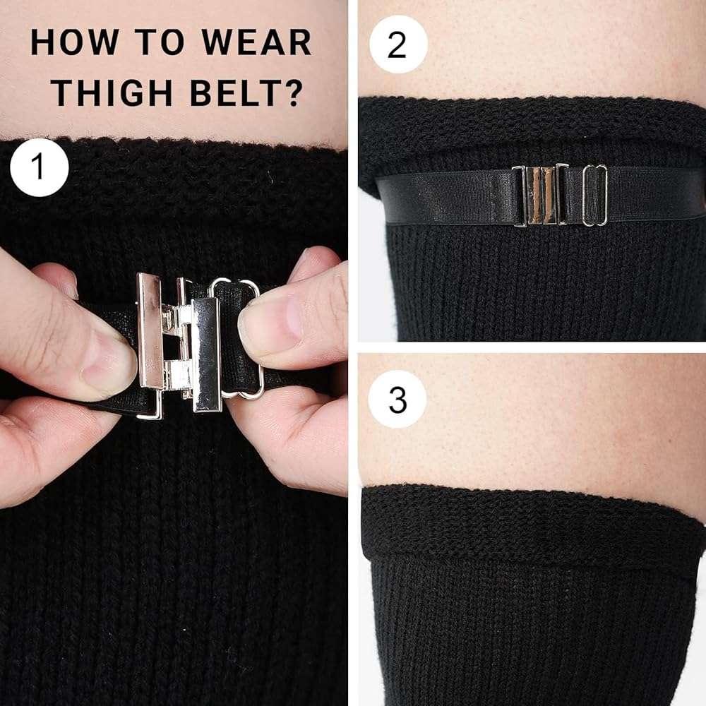 Moon Wood Women's Thigh Garter Belt Adjustable High Elastic Plus Size Leg Garter Belt for Thigh High Stockings - Image 5