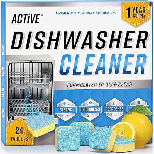 Dishwasher Cleaner And Deodorizer Tablets - 24 Pack Deep Cleaning Descaler Pods for Dish Washer Machine, Heavy Duty, Septic Safe, Natural Limescale Remover, Calcium, Odor, Smell - 12 Month Supply - Image 1