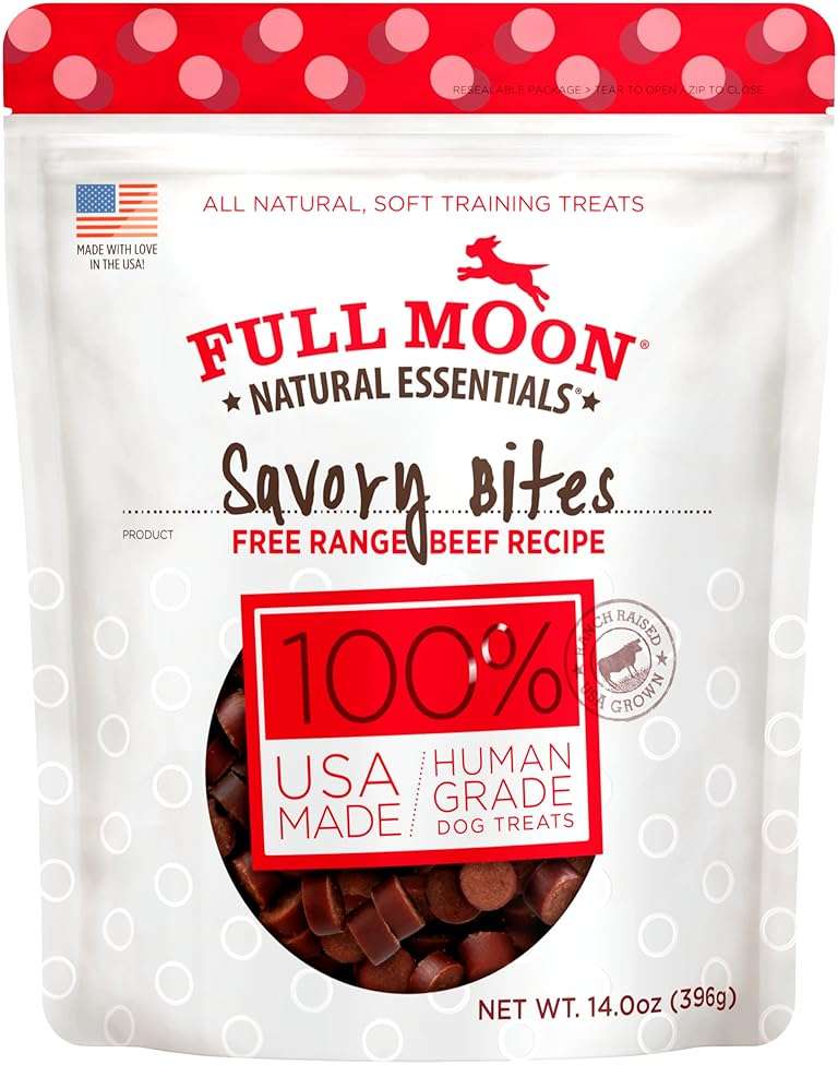 Full Moon All Natural Human Grade Dog Treats, Essential Beef Savory Bites, 14 Ounce - Image 1