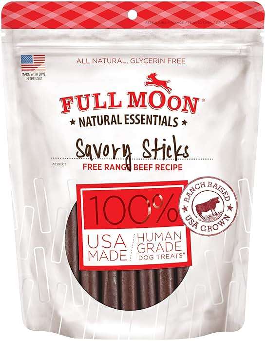 Full Moon All Natural Human Grade Dog Treats, Essential Beef Savory Sticks, 22 Ounce, 1.375 Pound (Pack of 1) - Image 1
