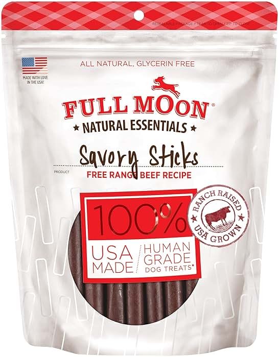 Full Moon All Natural Human Grade Dog Treats, Essential Beef Savory Sticks, 22 Ounce, 1.375 Pound (Pack of 1) - Product Image