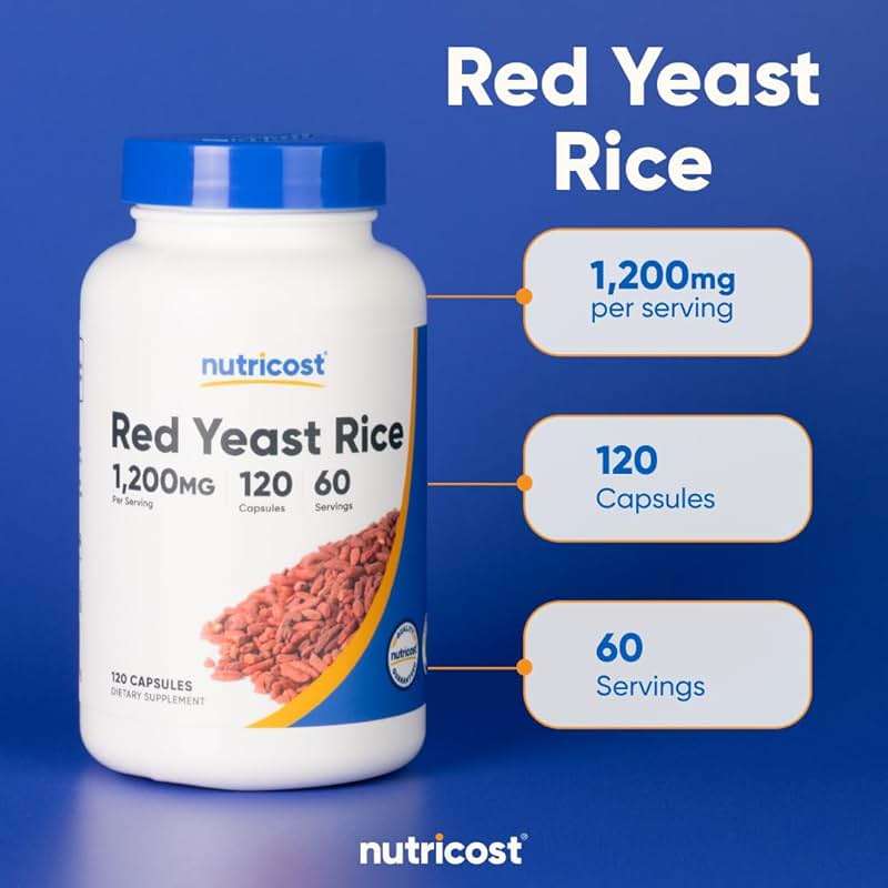 Nutricost Red Yeast Rice 1200mg, 120 Capsules - 60 Serv, Veggie Caps, Non-GMO, Gluten Free - Image 5