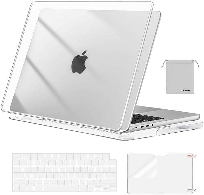 MOSISO Compatible with MacBook Pro 14 inch Case M5 2026 M4 2025 M3 M2 M1 2024-2021 A3427 A3426 A3434 A3112 A3185 A3401 A2918 A2992 A2779 A2442,Hard Case&Keyboard Skin&ScreenFilm&Pouch, Transparent - Image 1