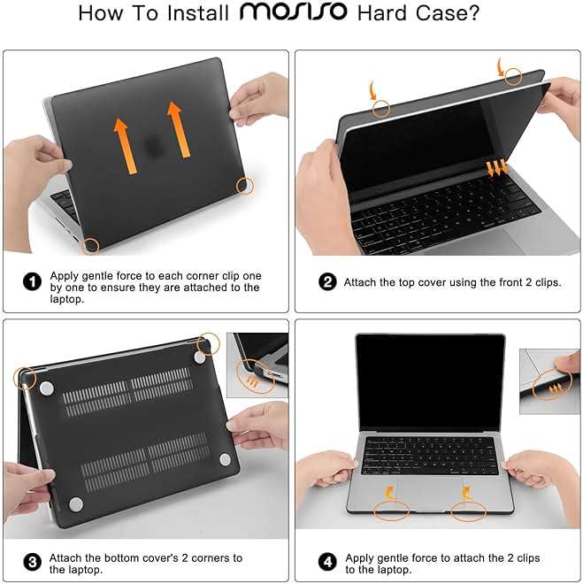 MOSISO Compatible with MacBook Pro 14 inch Case M5 2026 M4 2025 M3 M2 M1 2024-2021 A3427 A3426 A3434 A3112 A3185 A3401 A2918 A2992 A2779 A2442,Hard Case&Keyboard Skin&ScreenFilm&Pouch, Transparent - Image 3