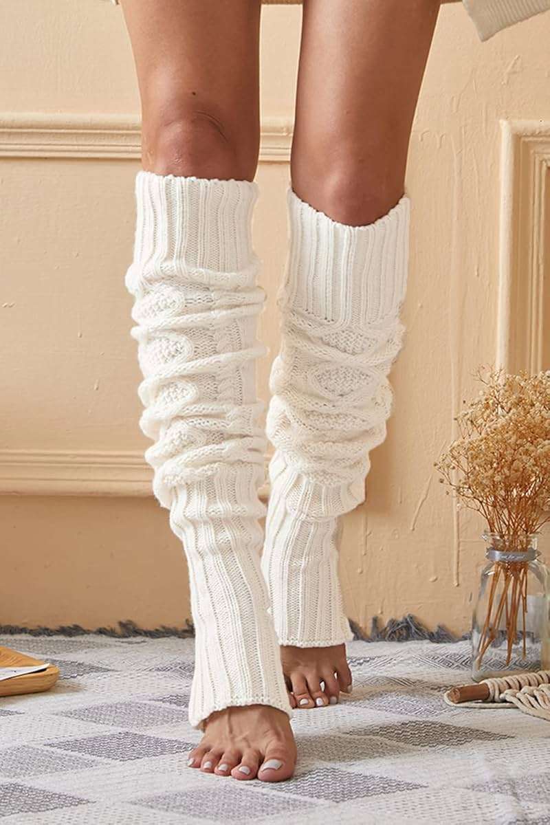 SherryDC Women's Cable Knit Thigh High Leg Warmer Socks Over Knee High Footless Boot Stockings - Image 4