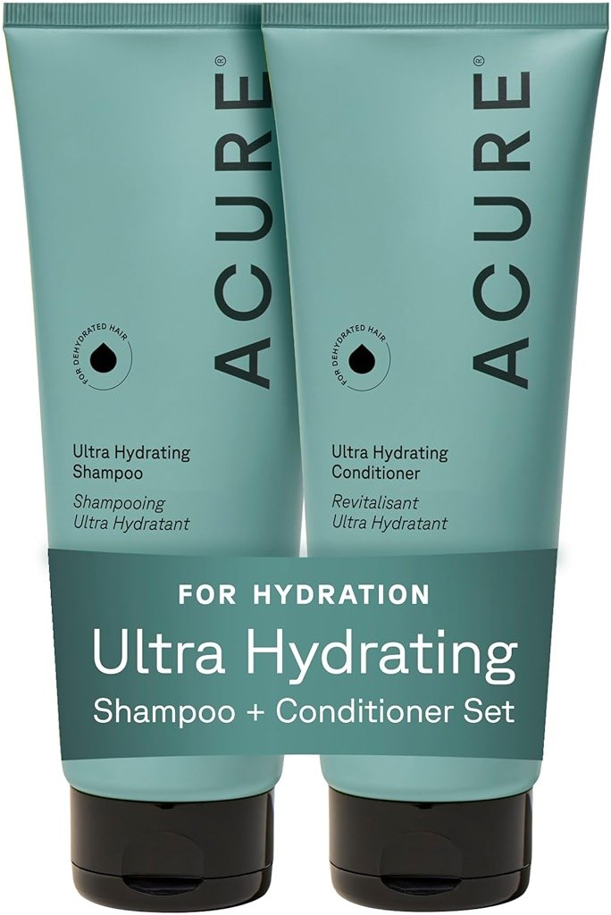 Acure Ultra Hydrating Shampoo and Conditioner Set - Moisturizing Set with Argan Oil for Women & Men with Dry, Damaged, Straight or Curly Hair, 100% Vegan, Paraben Free, Sulfate Free - 8 fl oz (2 Pack) - Product Image