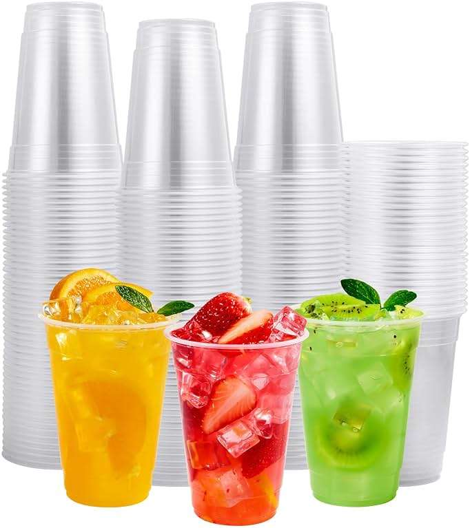 FOCUSLINE 200pack 16 oz Clear Plastic Cups Disposable, Plastic Clear Cups Disposable, DrinkIng Cup for Water, Juice, Soda, Ice Coffee - Image 1