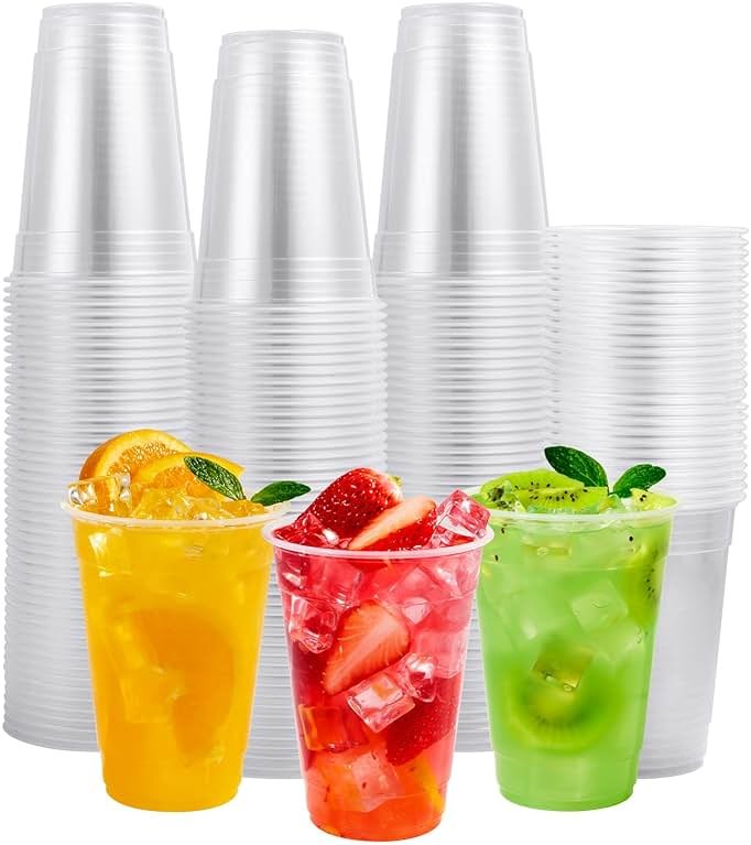 FOCUSLINE 200pack 16 oz Clear Plastic Cups Disposable, Plastic Clear Cups Disposable, DrinkIng Cup for Water, Juice, Soda, Ice Coffee - Product Image