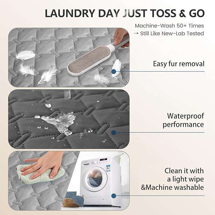 gogobunny 3X Stronger Waterproof Pet Blanket, Scratch Proof Furniture Protector for Dogs Cats, Reversible Cover 52x82 Inch, Dark Grey/Light Grey - Image 8