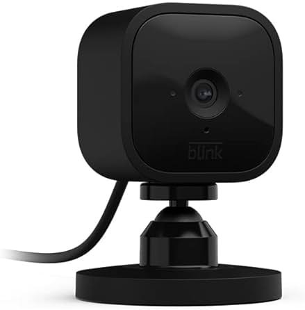 Blink Mini - Compact indoor plug-in smart security camera, 1080p HD video, night vision, motion detection, two-way audio, easy set up, Works with Alexa – 1 camera (Black) - Product Image