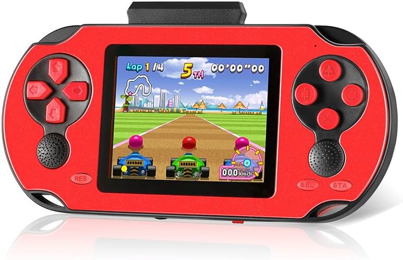 TaddToy 16 Bit Handheld Game for Kids Adults, 3.0'' Large Screen Preloaded 230 HD Classic Retro Video Games with USB Rechargeable Battery & 3 Game Cartridges for Birthday Gift for Kids 4-12 (Red) - Product Image