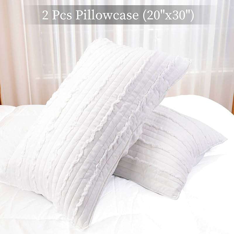 BOSOWOS Standard Size Pillow Shams Set of 2, Ultra Soft Breathable 20 x 26 Inches Pillow Case Envelope Closure, Microfiber Farmhouse Bed Pillowcases for Easy Care, White - Image 5