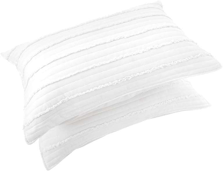 BOSOWOS Standard Size Pillow Shams Set of 2, Ultra Soft Breathable 20 x 26 Inches Pillow Case Envelope Closure, Microfiber Farmhouse Bed Pillowcases for Easy Care, White - Image 9