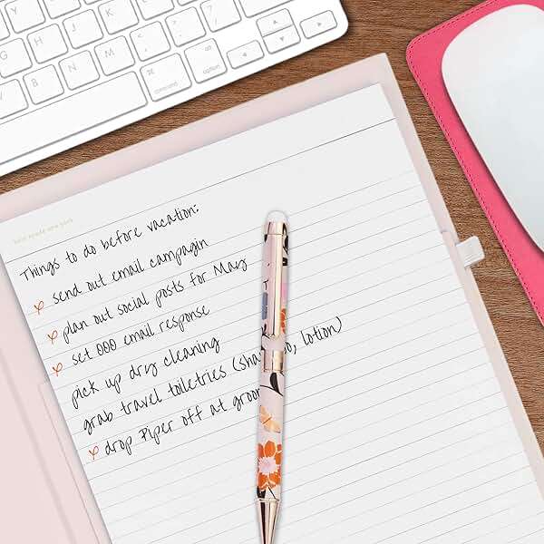 Kate Spade New York Clipboard Folio with Low Profile Clip, Professional Padfolio Includes Lined Notepad, Pen Loop, and Pocket, Gold Dot with Script - Image 8