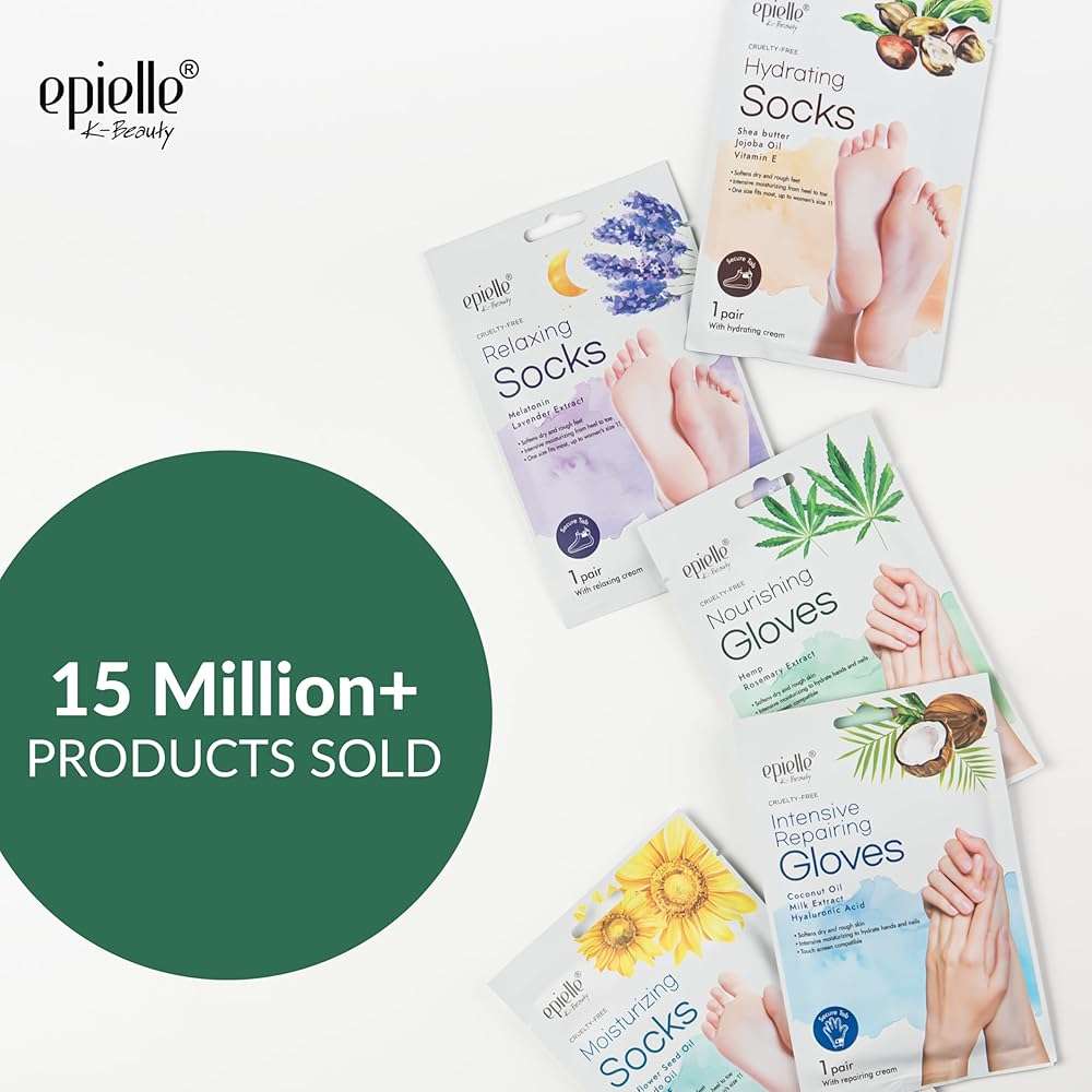 Epielle Nourishing Foot Mask 6 Pairs, Repair and Soften with Hemp & Rosemary Extract, Deep Moisturizing Socks for Dry, Cracked Feet, Self Care Gifts for Women, Spa Kit - Image 2
