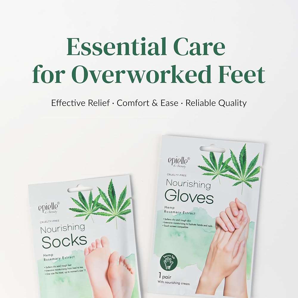 Epielle Nourishing Foot Mask 6 Pairs, Repair and Soften with Hemp & Rosemary Extract, Deep Moisturizing Socks for Dry, Cracked Feet, Self Care Gifts for Women, Spa Kit - Image 8