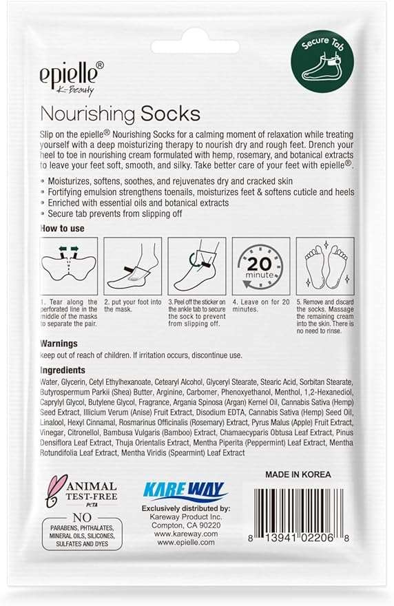 Epielle Nourishing Foot Mask 6 Pairs, Repair and Soften with Hemp & Rosemary Extract, Deep Moisturizing Socks for Dry, Cracked Feet, Self Care Gifts for Women, Spa Kit - Image 9