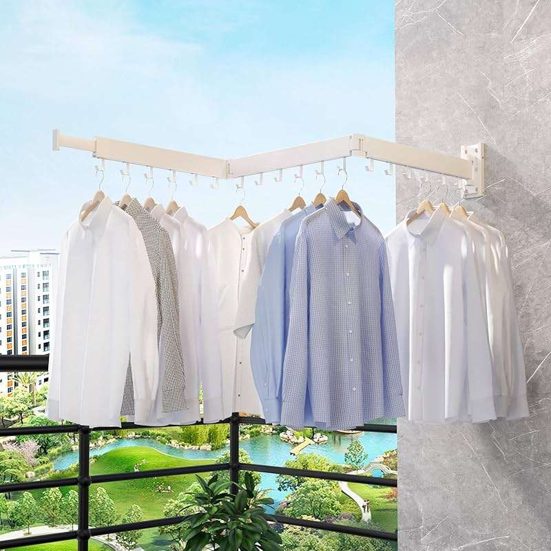 ZdwCyl Clothes Drying Rack,Laundry Space Saver Wall Mounted,Retractable,Collapsible(Tri-Fold), White Color Rack Clothing - Image 2