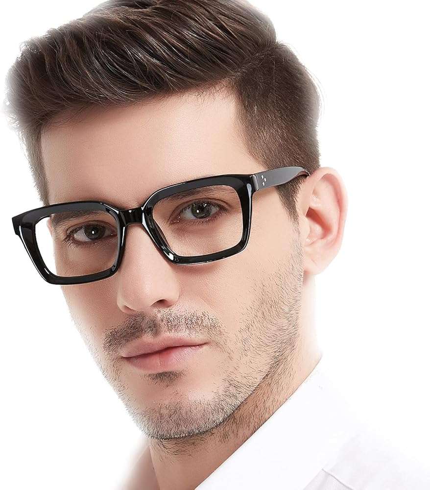 MARE AZZURO Retro Square Reading Glasses Men Large Readers 1.0 1.25 1.5 1.75 2.0 2.25 2.5 2.75 3.0 3.5 4.0 5.0 6.0 (Black, 1.00) - Image 1