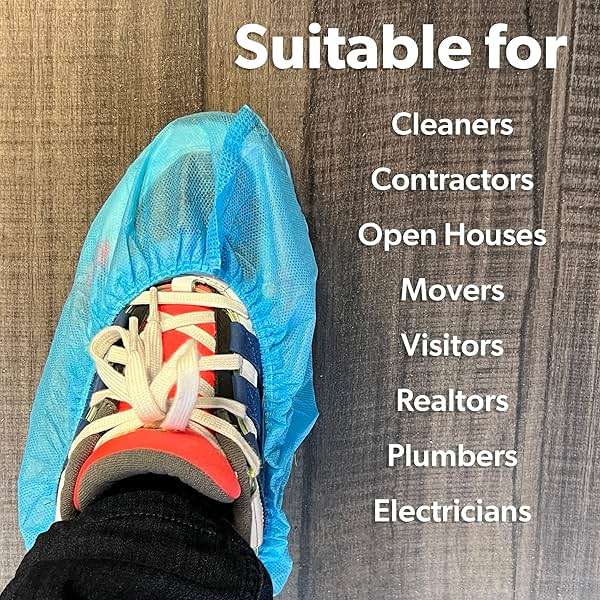 GSD Brand 100 Pack Extra Large Blue Shoe Covers Disposable - Non Slip Indoor Reusable Boot Covers - Shoe Booties Disposable with Non Skid Treads - Image 5