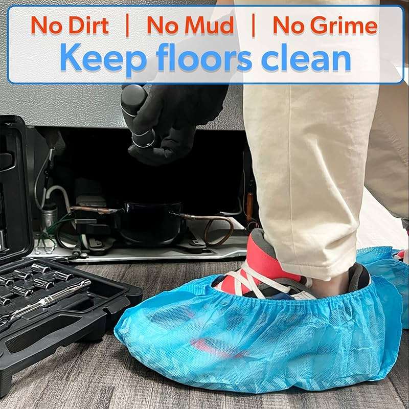 GSD Brand 100 Pack Extra Large Blue Shoe Covers Disposable - Non Slip Indoor Reusable Boot Covers - Shoe Booties Disposable with Non Skid Treads - Image 6