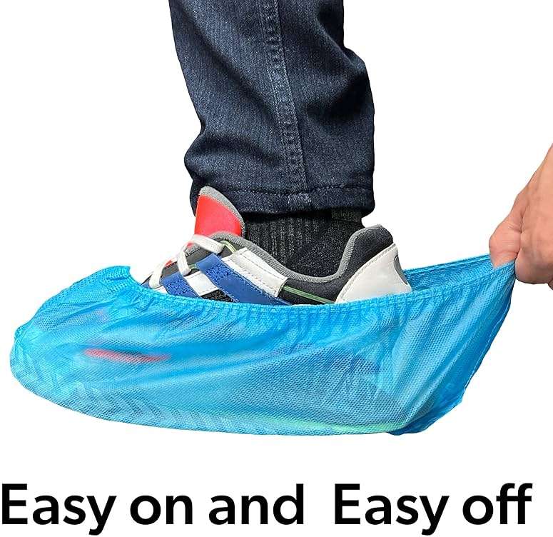 GSD Brand 100 Pack Extra Large Blue Shoe Covers Disposable - Non Slip Indoor Reusable Boot Covers - Shoe Booties Disposable with Non Skid Treads - Image 7