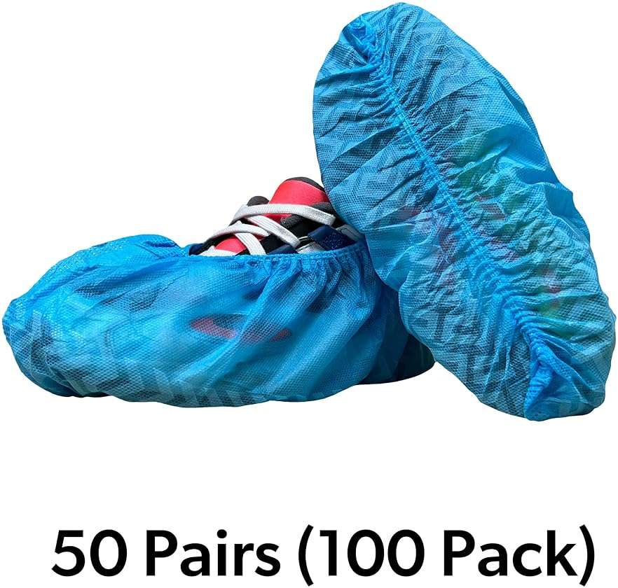 GSD Brand 100 Pack Extra Large Blue Shoe Covers Disposable - Non Slip Indoor Reusable Boot Covers - Shoe Booties Disposable with Non Skid Treads - Image 8