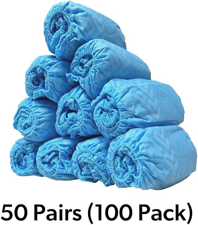 GSD Brand 100 Pack Extra Large Blue Shoe Covers Disposable - Non Slip Indoor Reusable Boot Covers - Shoe Booties Disposable with Non Skid Treads - Image 9