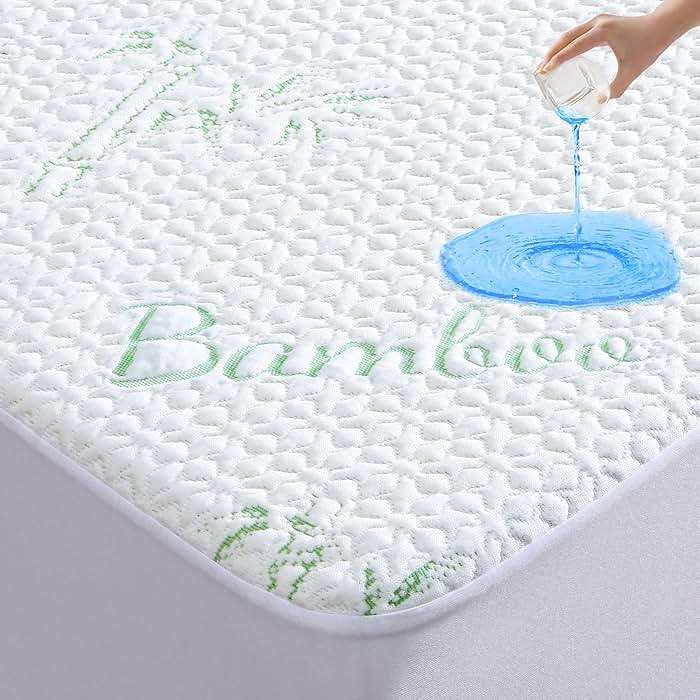 GOONIK Twin XL Mattress Protector for College Dorm Room Essentials, Back to School Breathable Bamboo Viscose Waterproof Twin Extra Long Size Mattress Pad Cover with 6-16 inches Deep Pocket - Image 1