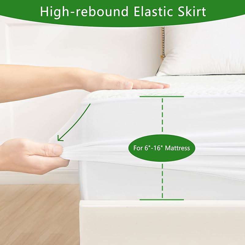 GOONIK Twin XL Mattress Protector for College Dorm Room Essentials, Back to School Breathable Bamboo Viscose Waterproof Twin Extra Long Size Mattress Pad Cover with 6-16 inches Deep Pocket - Image 5