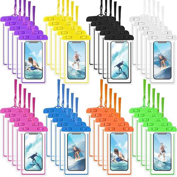 Flutesan 40 Pack Universal Clear Waterproof Phone Pouch Cell Phone Pouch Dry Bag Waterproof Cases Bag with Lanyard for Outdoor Sport Water Games Protect, up to 7 Inches(Multicolor) - Image 1