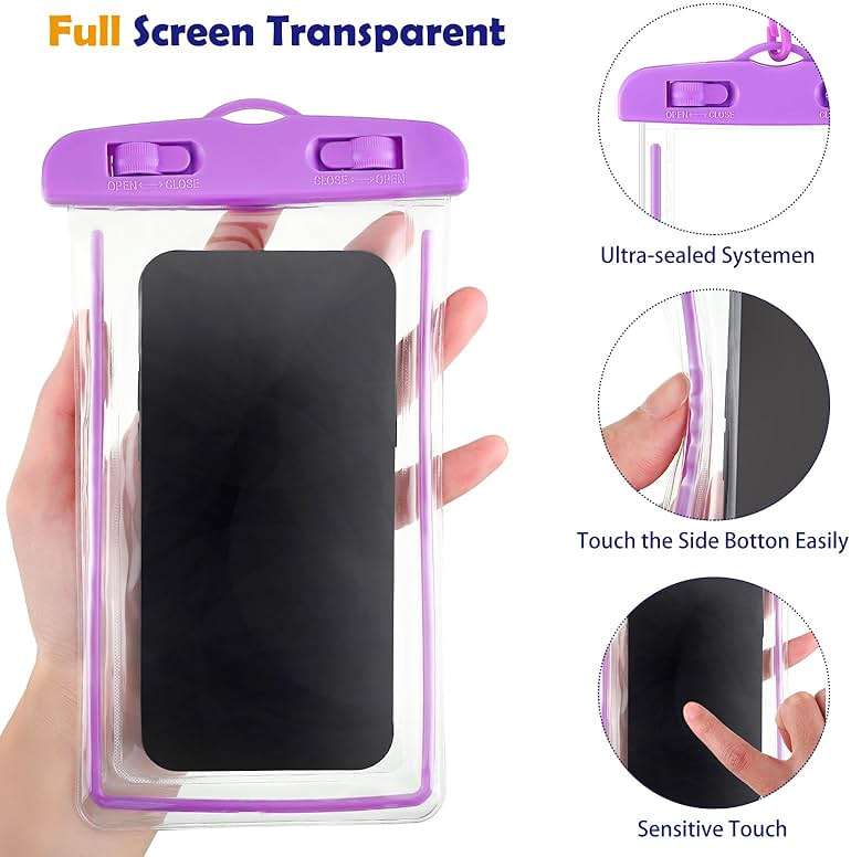 Flutesan 40 Pack Universal Clear Waterproof Phone Pouch Cell Phone Pouch Dry Bag Waterproof Cases Bag with Lanyard for Outdoor Sport Water Games Protect, up to 7 Inches(Multicolor) - Image 3