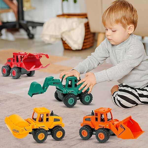 Beestech Construction Toys for 3 Years Old Boys Girls Kids, Friction Powered Construction Truck Toys Vehicles Sand Toys Trucks Excavator, Bulldozer, Road Roller (Colorful 4 Pack) - Image 2