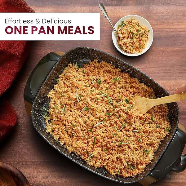 Elite Gourmet EG-6203# Extra Deep 16"x13" (10.5 Qt.) Non-Stick Electric Skillet with Glass Vented Lid & Pour Spout | Dishwasher Safe, Long-Lasting Non-Stick, 200-400°F | Serves 6-8, Black - Image 8