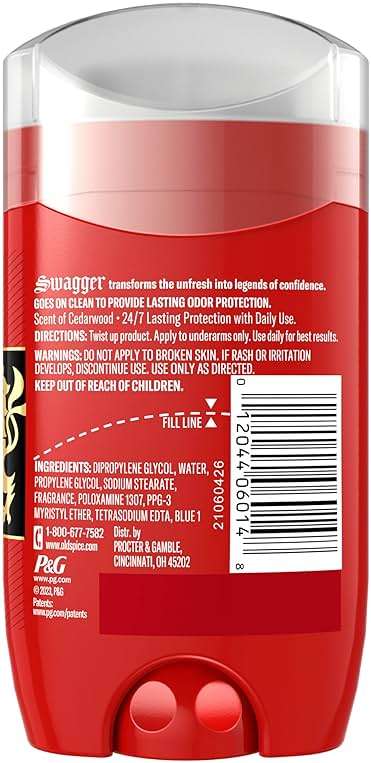 Old Spice Aluminum Free Deodorant for Men, 24/7 Odor Protection, 24/7 Freshness & Lasting Scent, Swagger with Cedarwood Scent, 3.8 oz (Pack of 3) - Image 11