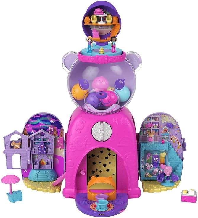 Polly Pocket Travel Toy, Gumball Bear Playset with 2 Micro Dolls & 26 Surprise Accessories, Animal Toy Compact - Image 3