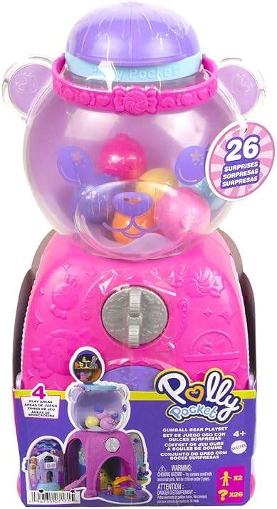 Polly Pocket Travel Toy, Gumball Bear Playset with 2 Micro Dolls & 26 Surprise Accessories, Animal Toy Compact - Image 6