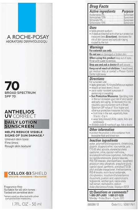 La Roche-Posay Anthelios UV Correct Sunscreen Moisturizer SPF 70, Daily Anti-Aging Face Moisturizer with Niacinamide to Even Skin Tone & Fine Lines, Sun Protection for Sensitive Skin - Image 2