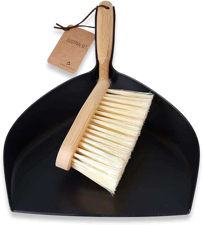 ENA Living Bamboo Dust Pan & Brush Set, Portable Dustpan & Brush, Perfect For Household Cleaning, Sturdy & Effective Dust Pan, Bamboo Sweeping Brush - Standard - Product Image